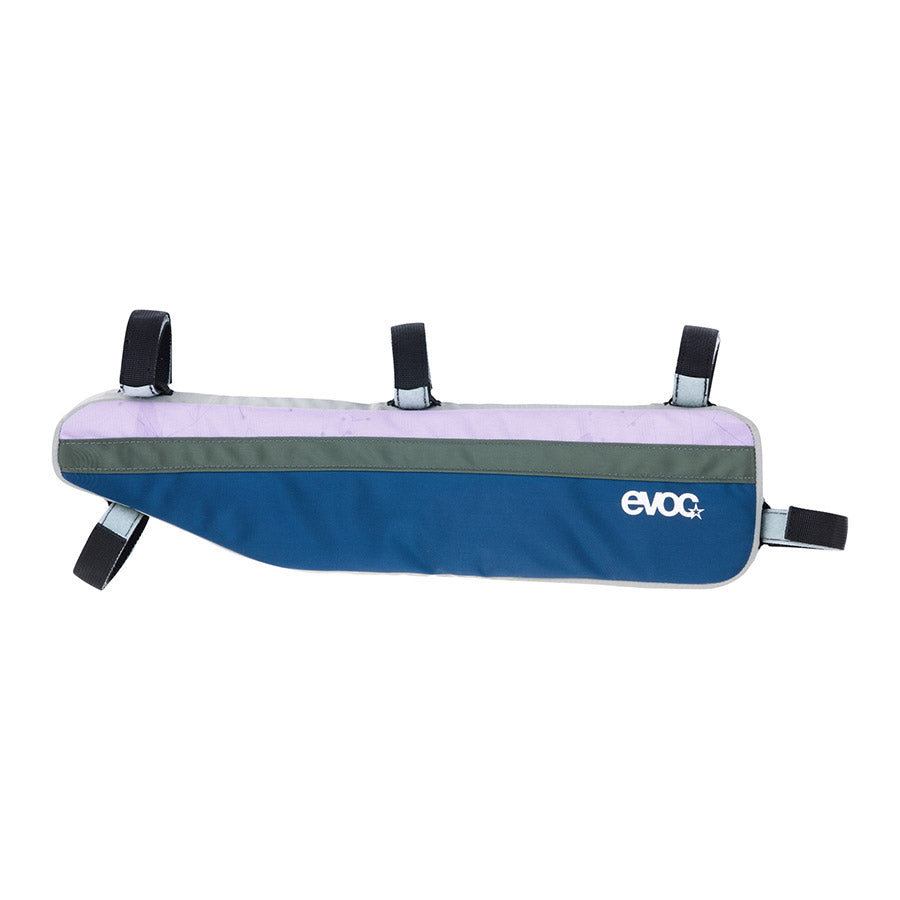 EVOC Frame Pack frame bag for bikes, durable and compact, shown mounted on a bike frame, ideal for cycling storage.