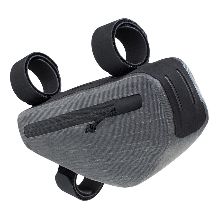 EVOC Multi Frame Pack WP frame bags in carbon grey, compact 1-2L storage with multiple compartments for bike rides.