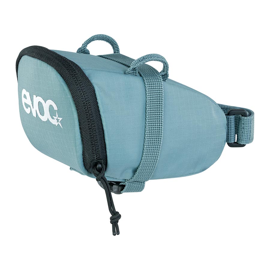 Black EVOC Seat Bag M for bicycles, compact and durable bike accessory with secure attachment and storage capacity.