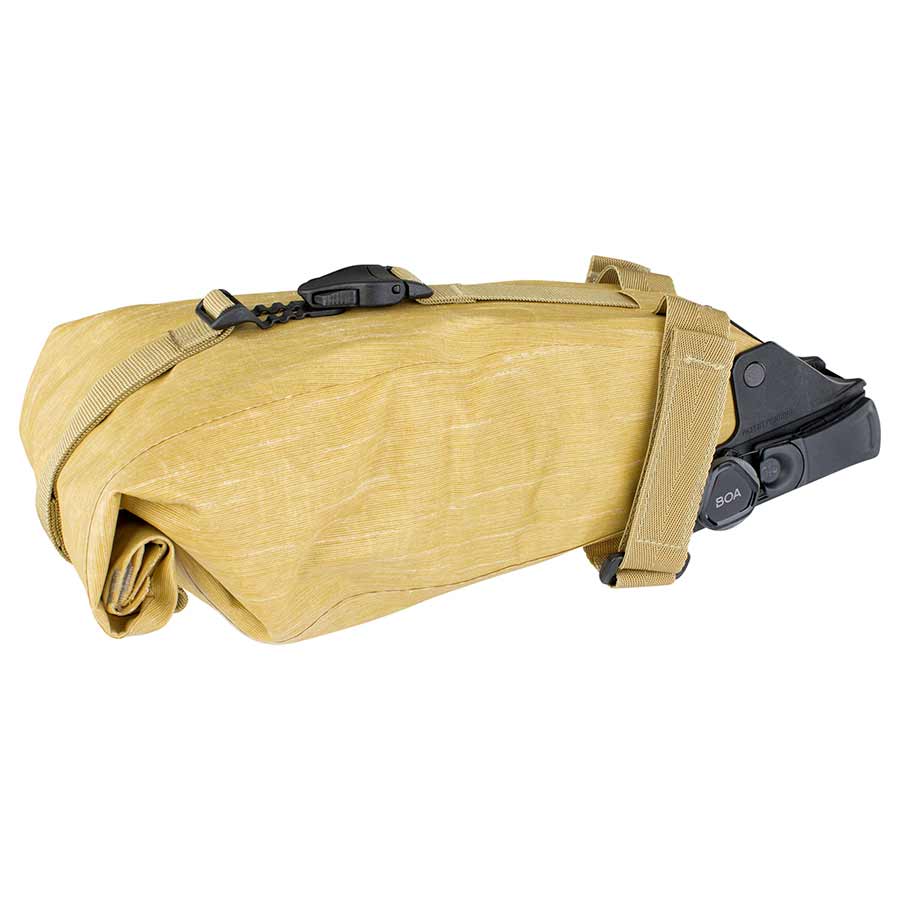 Grey EVOC Seat Pack Boa L seat bag with adjustable straps and compact storage for cycling essentials