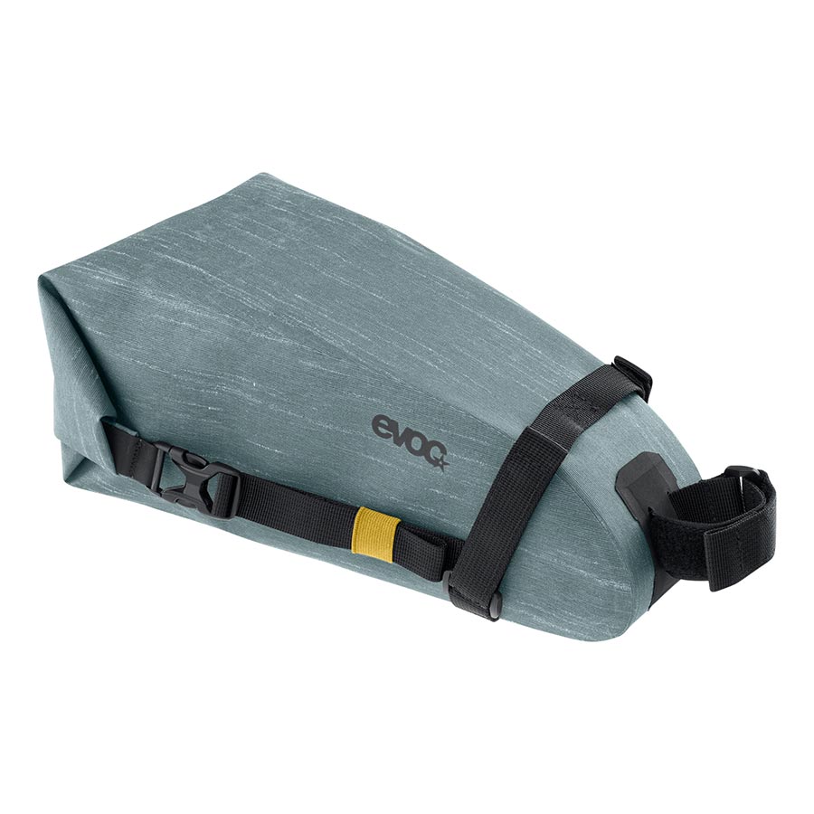 EVOC Seat Pack WP seat bag in carbon grey, 2L, designed for bike saddle storage with waterproof features.