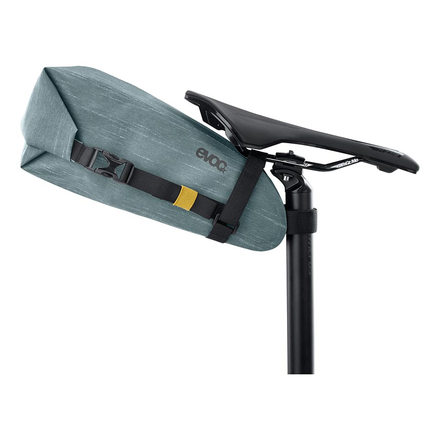 Evoc Seat Pack WP seat bag in carbon grey, 2L capacity, designed for bike seat storage with durable waterproof material.