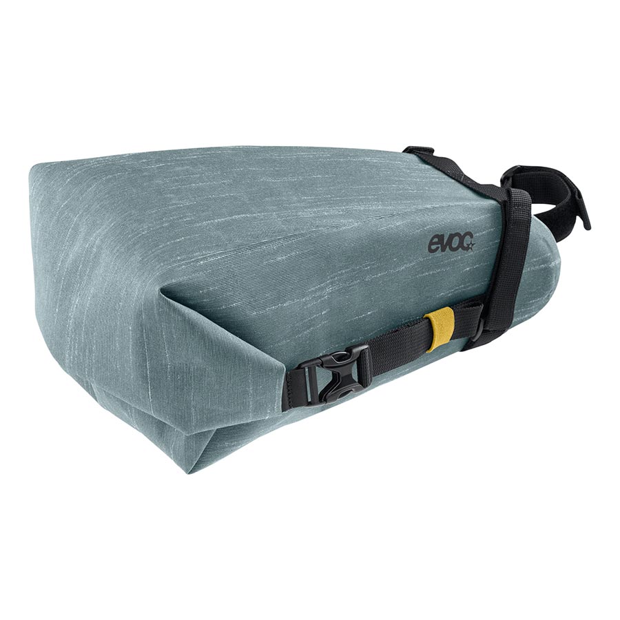EVOC Seat Pack WP seat bag in 2L carbon grey, compact waterproof storage for cycling or outdoor gear.