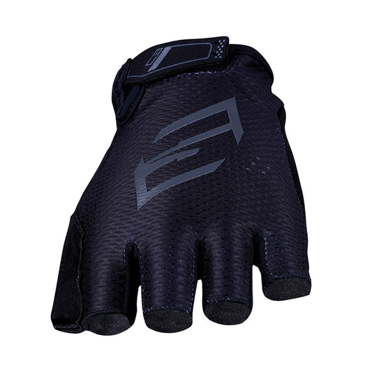 Pair of Five Gloves RC3 short finger gloves in black, showcasing flexible fabric and ergonomic design for comfortable grip.