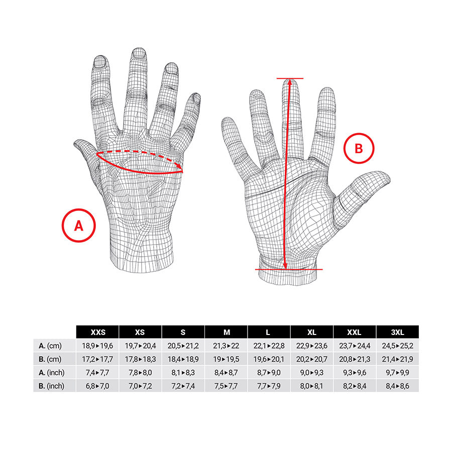 Black XR-Ride full finger gloves by Five Gloves, 3XL size, showing the durable fabric and secure wrist closures.