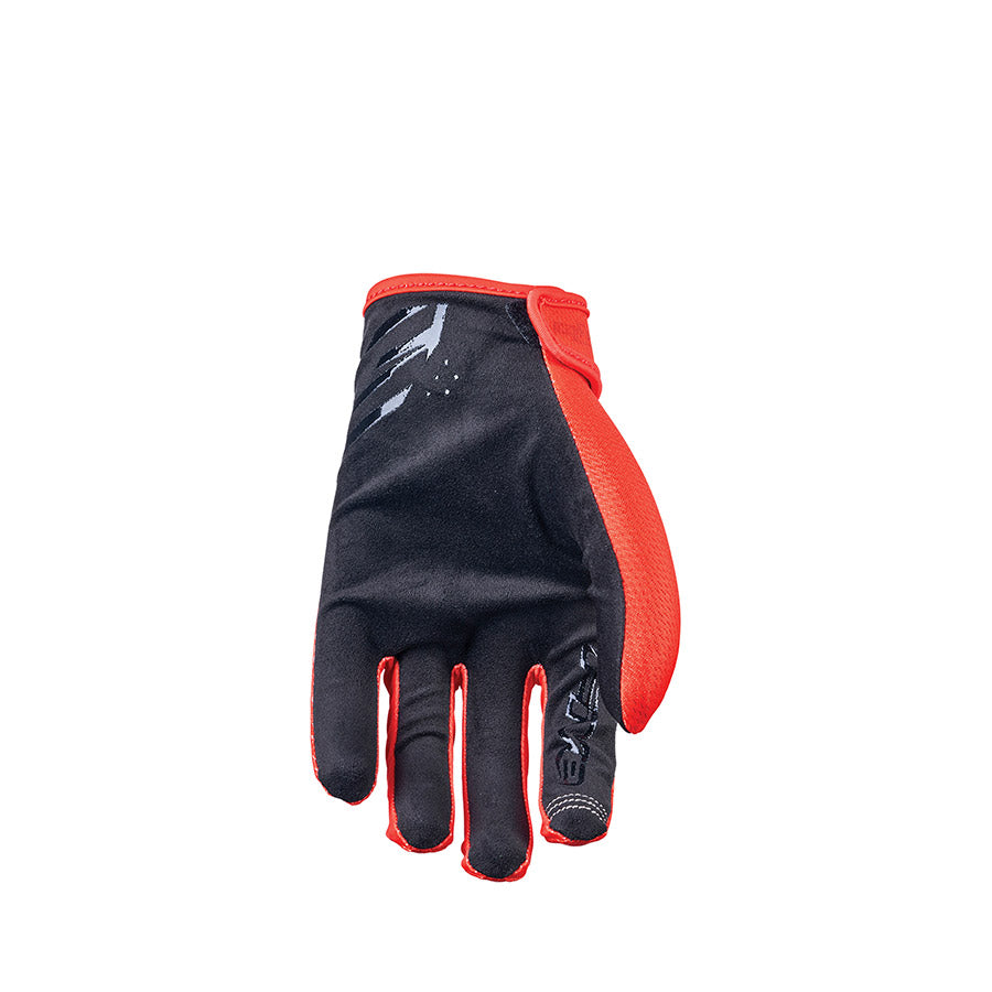 Pair of black XR-Ride youth gloves by Five Gloves, showing the durable fabric and secure wrist closure.