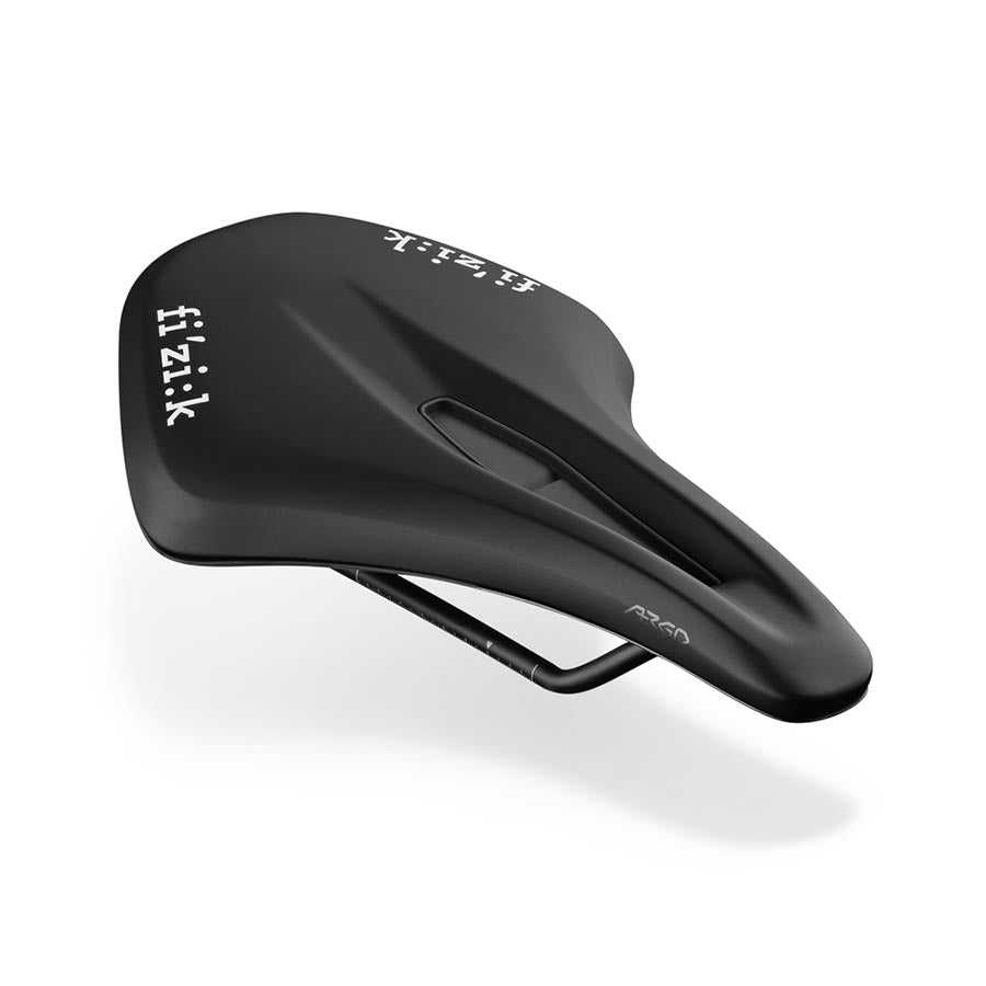 Black Fizik Terra Argo X5 gravel and CX saddle with 150mm width, lightweight design, ideal for gravel and cyclocross riding.