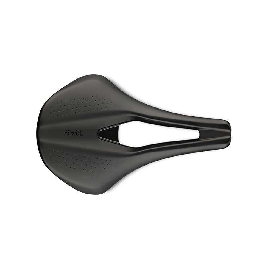 Fizik Argo R3 Tempo road saddle, 150mm width, black, lightweight design, suitable for road cycling comfort and performance.