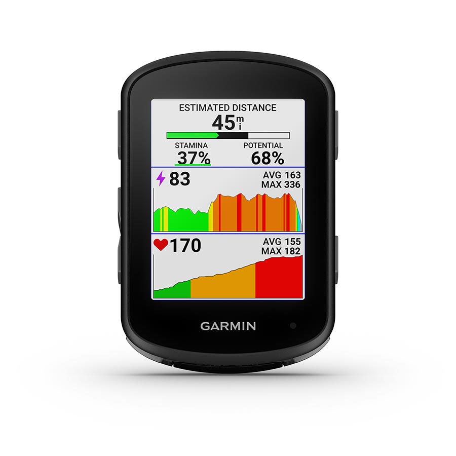 Garmin Edge 540 computer unit in black, showing screen and buttons for cycling navigation and performance tracking.