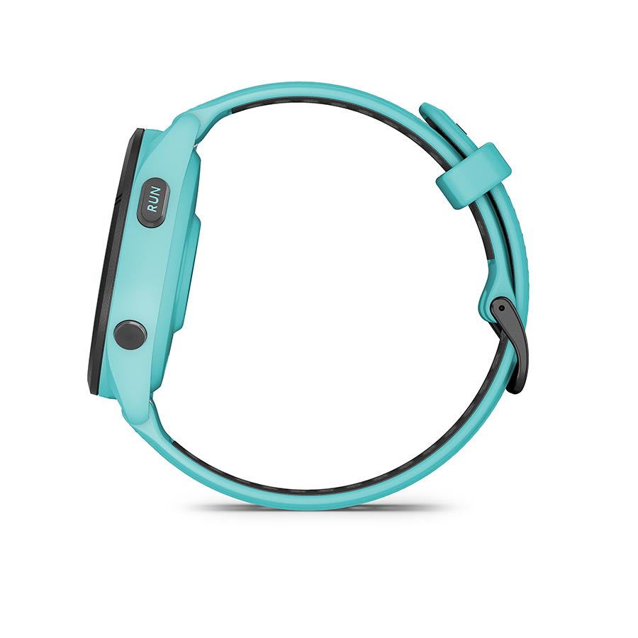 Garmin Forerunner 265 Music smartwatch with black silicone wristband and grey accents on display.