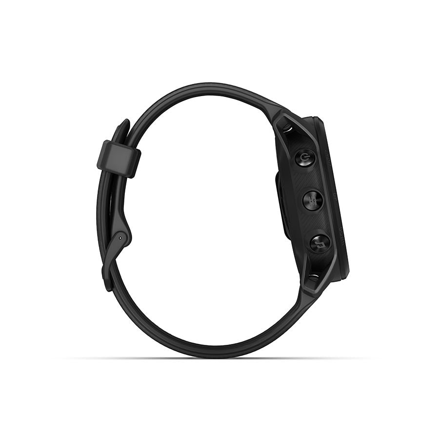Garmin Forerunner 55 watch with aqua silicone wristband, displaying digital time and activity tracking on a white background.