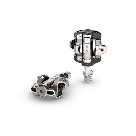 Garmin Rally XC clipless MTB pedals with carbon body, stainless-steel spindle, black finish, single-sided design for mountain biking