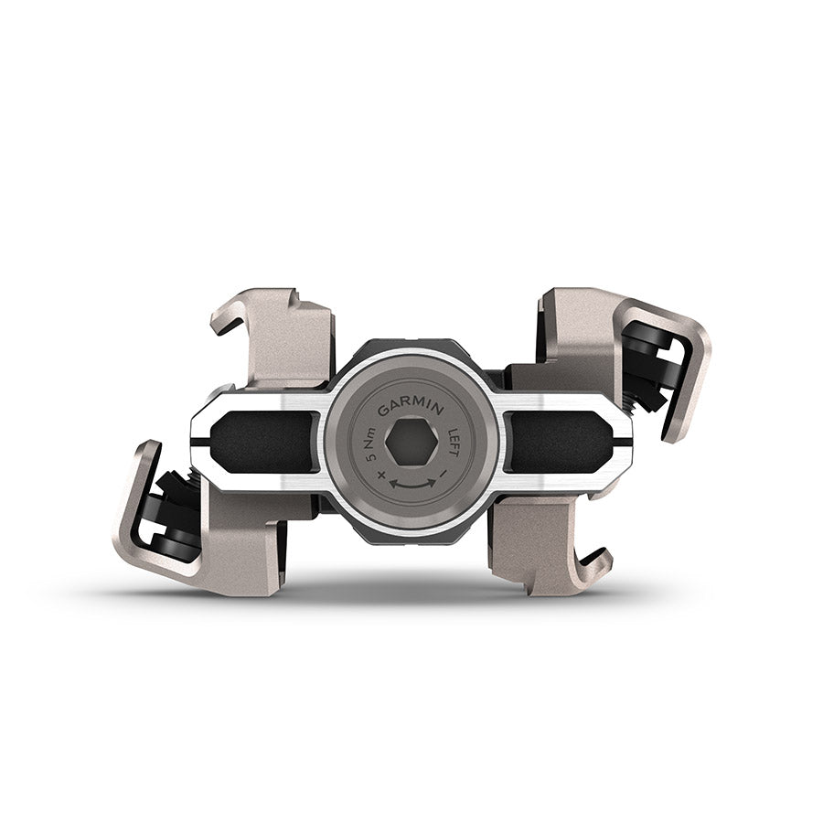 Garmin Rally XC clipless MTB pedals with carbon body, stainless steel spindle, black finish, single-sided design for mountain biking