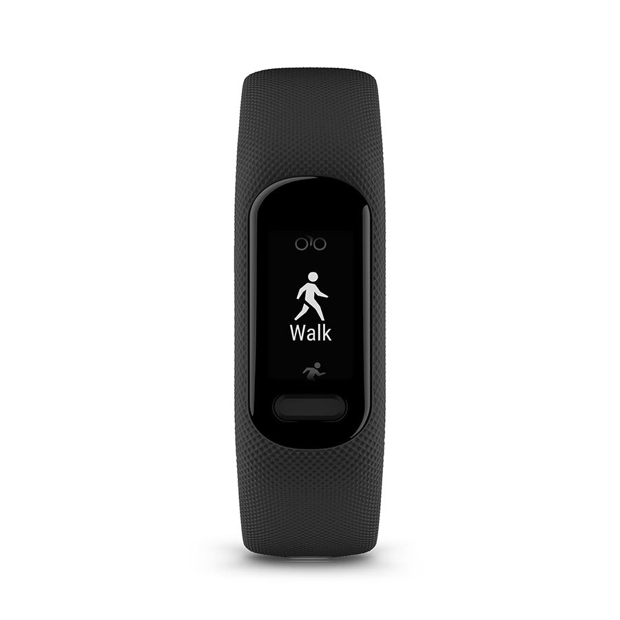 Garmin vivosmart 5 S/M fitness smartwatch with cool mint silicone band, displaying time and activity tracking features