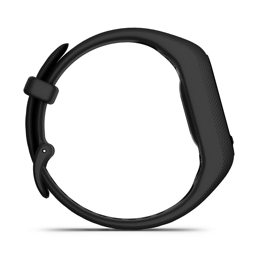 Garmin vivosmart 5 S/M fitness watch with cool mint silicone band, displaying digital screen and health tracking features.