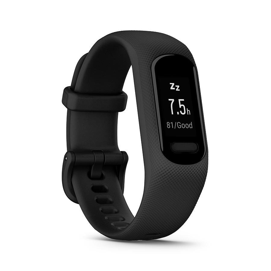 Garmin vivosmart 5 S/M fitness watch with cool mint silicone strap, showing digital display and activity tracking features