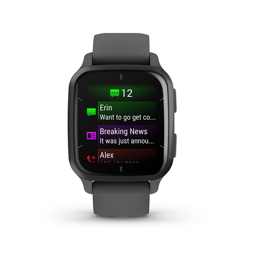 Garmin, Venu Sq 2, Watch, Watch Color: Shadow Grey, Wristband: Shadow Grey - Silicone