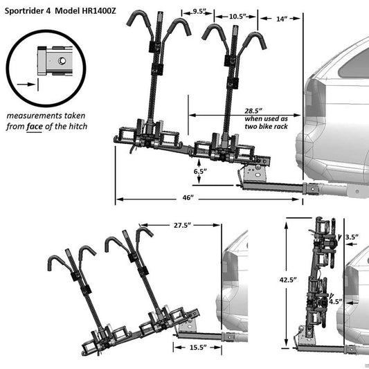 Hollywood Racks, Sport Rider SE4, Hitch Mount Rack, 2'', Bikes: 4