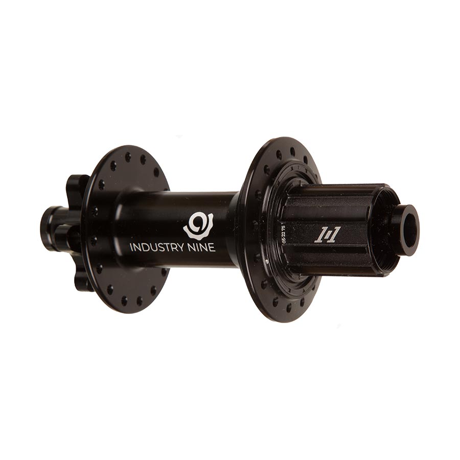 Industry Nine 1/1 Classic DH157 6B rear disc hub for Shimano road and MTB wheels, black finish with durable construction.
