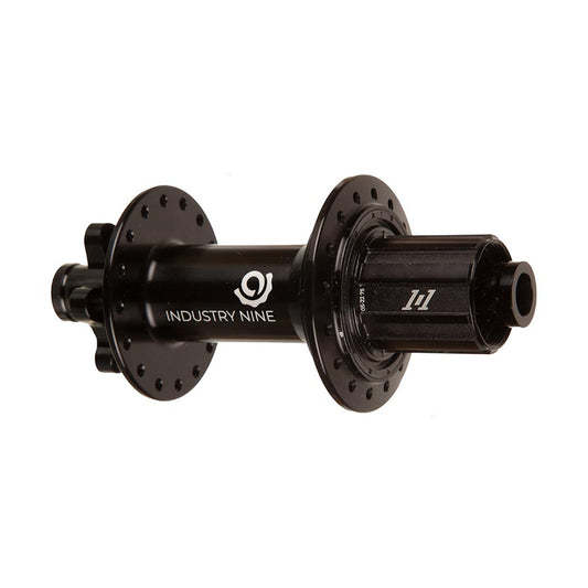 Industry Nine 1/1 Classic DH157 6B rear disc hub for Shimano road and MTB wheels, black finish with durable construction.