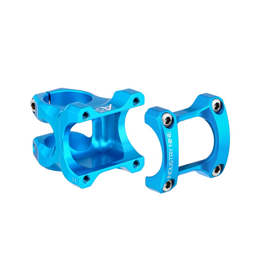 Industry Nine A318 Threadless Stem in black, 30mm steerer, compatible with 1-1/8 inch handlebars, for mountain or road bikes.