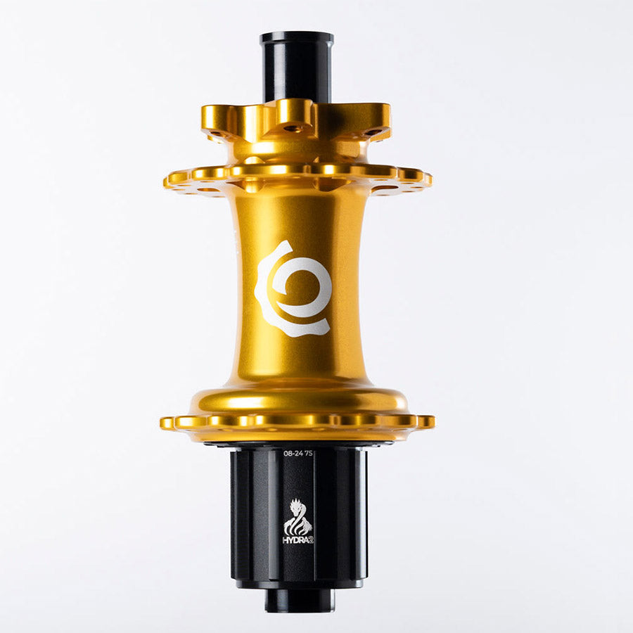 Industry Nine Hydra 2 Boost MicroSpline disc hub in black with 32 holes, 12mm thru-axle, Shimano Micro Spline compatibility.