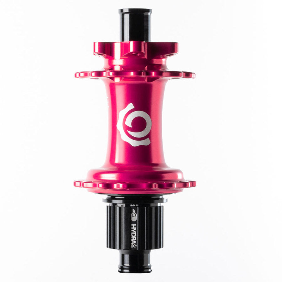 Industry Nine Hydra 2 Boost MicroSpline disc hub with 32 spokes, 12mm thru-axle, Shimano Micro Spline, black finish.