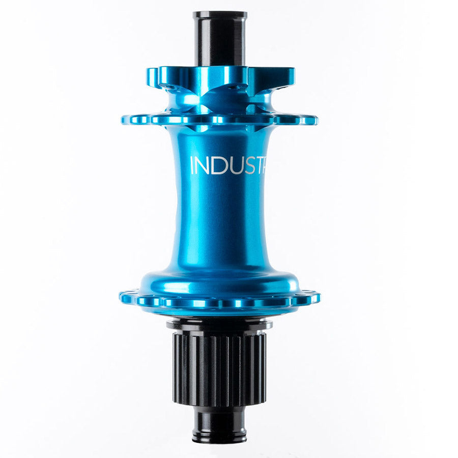 Industry Nine Hydra 2 Boost MicroSpline disc hub in black, 32h, 12mm TA, 148mm, Shimano Micro Spline compatibility.