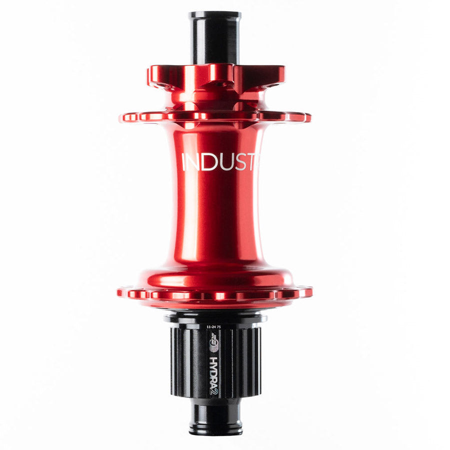 Industry Nine Hydra 2 Boost MicroSpline disc hub in black with 32 spokes, 12mm thru-axle, Shimano Micro Spline compatibility
