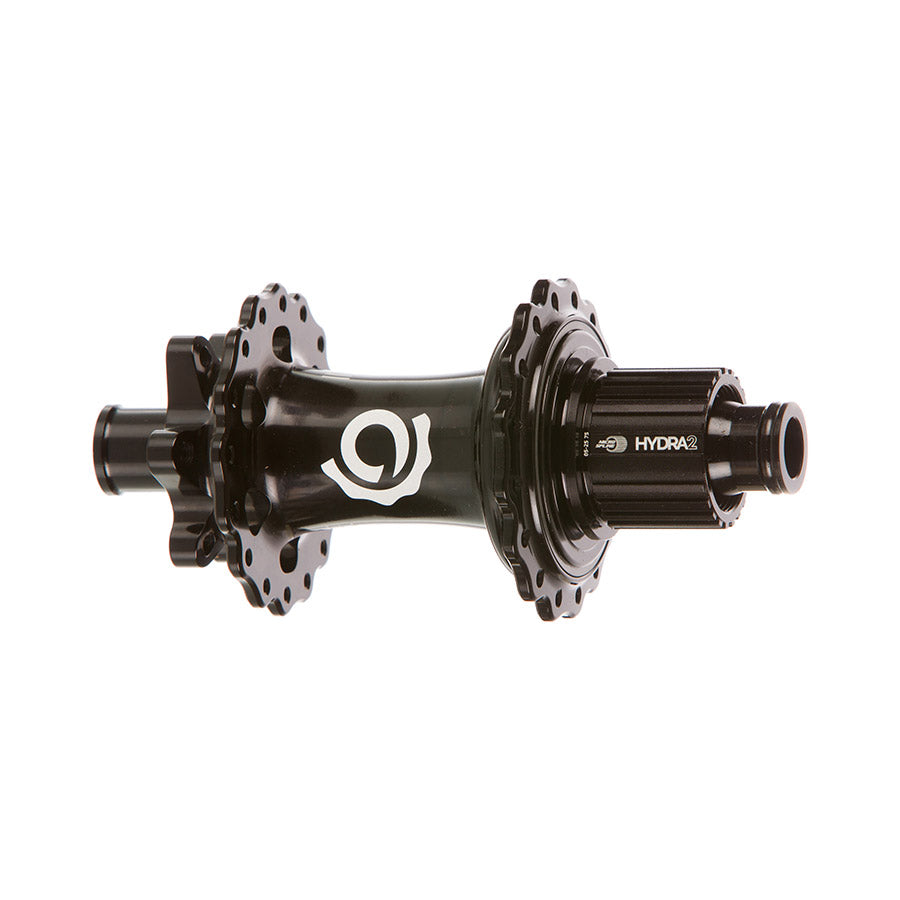 Industry Nine Hydra 2 Boost MicroSpline disc hub with 32h, 12mm TA, 148mm spacing in black, Shimano Micro Spline compatible