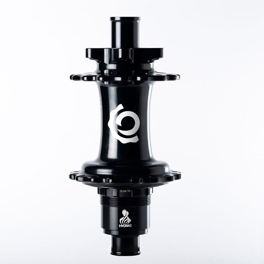 Industry Nine Hydra 2 Boost XD disc hub with 32h, 12mm TA, 148mm spacing, in black, for SRAM XD drivetrains.