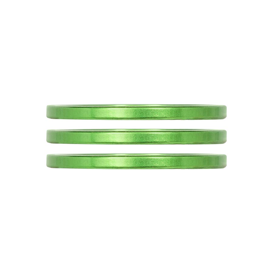 Industry Nine iRiX headset spacers, 5mm aluminum turquoise set of 3, designed for bike headset installation and adjustment.