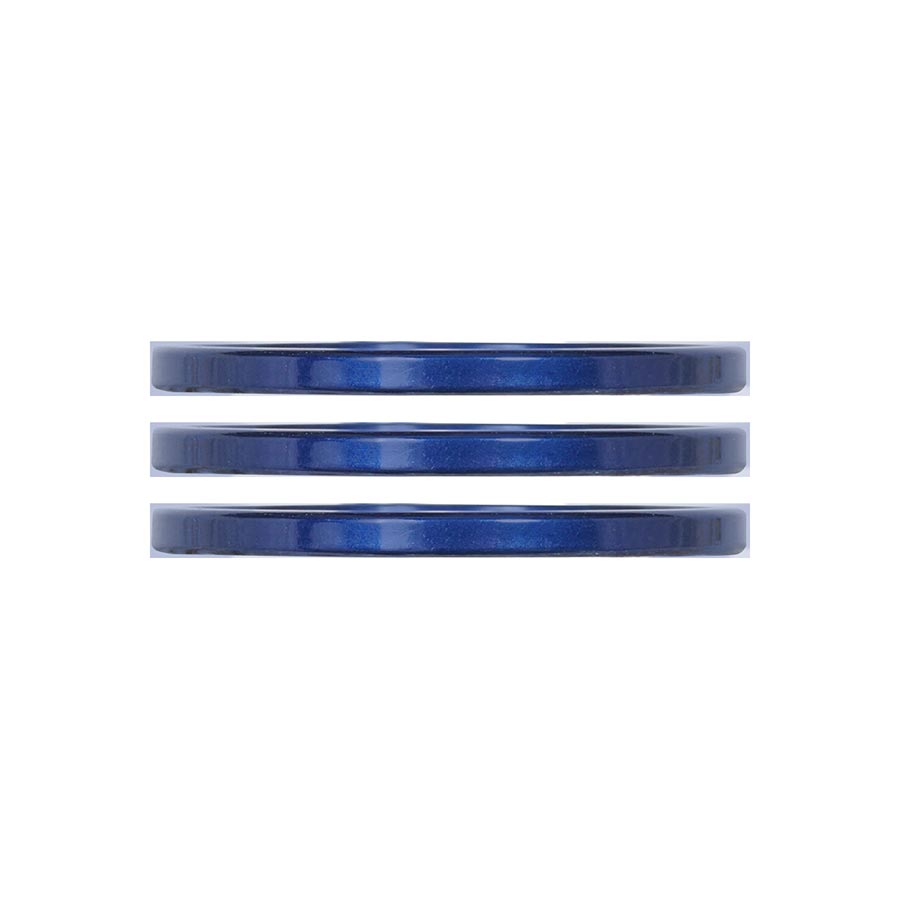 Set of three turquoise aluminum iRiX headset spacers by Industry Nine, 5mm height for mountain bike or bicycle headsets.