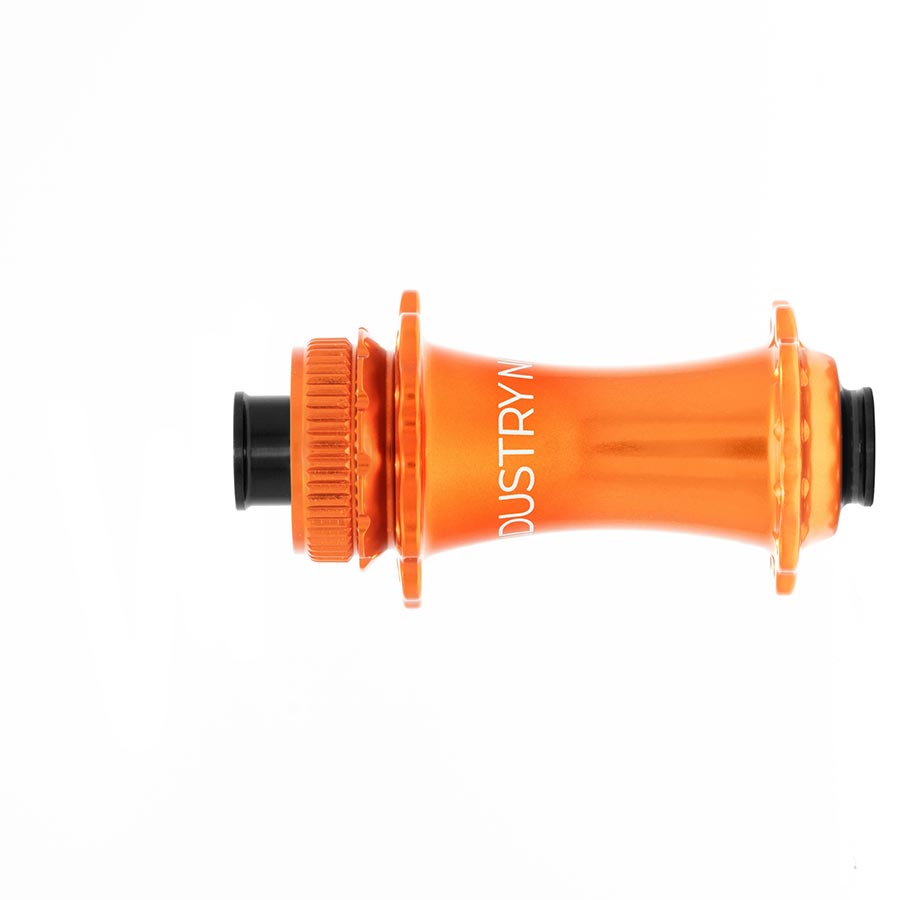 Industry Nine Solix G Classic front disc hub with 24h, 12mm thru-axle, 100mm spacing in black color.