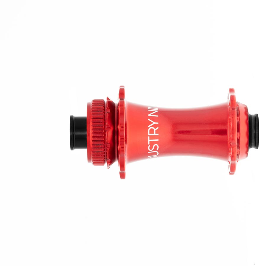 Industry Nine Solix G Classic front disc hub with 24h 12mm thru-axle in black, featuring durable alloy construction.
