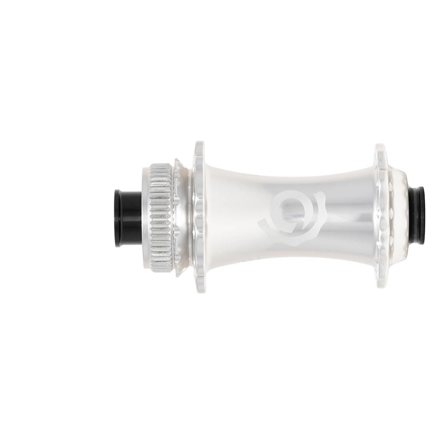 Industry Nine Solix G Classic front disc hub with 24-hole, 12mm thru-axle, 100mm boost width, in black color.