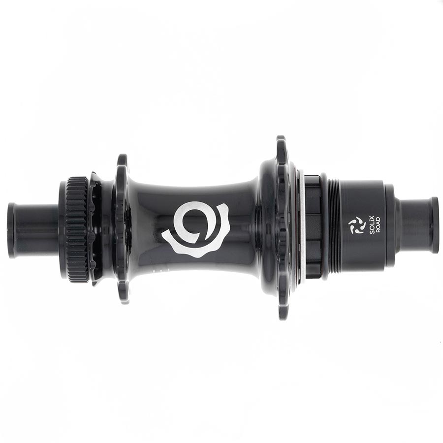 Industry Nine Solix G Classic Rear XD-R disc hub with 24h, 12mm TA, 142mm spacing in black, designed for mountain bikes.