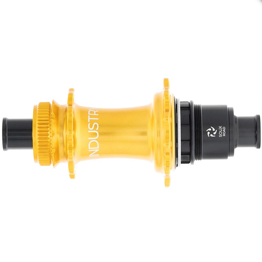 Industry Nine Solix G Classic Rear XD-R disc hub with 24h, 12mm TA, 142mm spacing in black for mountain bikes.