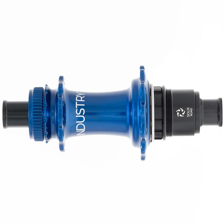 Industry Nine Solix G Classic Rear XD-R disc hub with 24h 12mm thru-axle for SRAM XD-R in black, mounted on a bicycle wheel