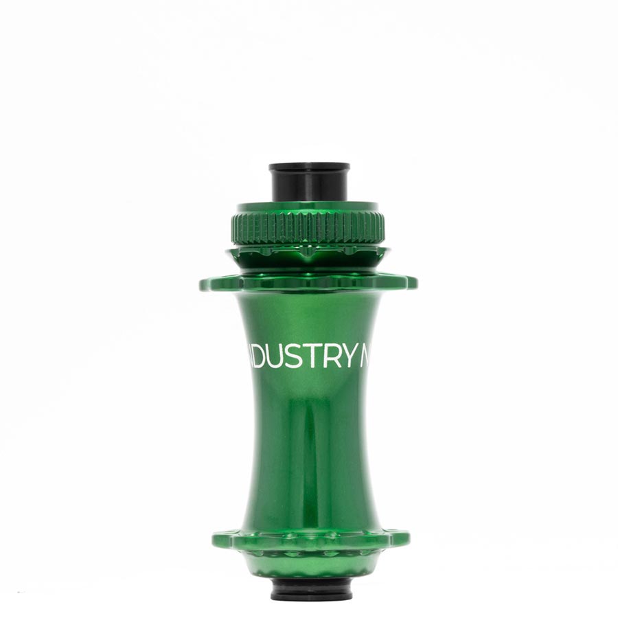 Industry Nine Solix M Classic front disc hub, 24h, 15mm thru-axle, 110mm boost spacing in black.