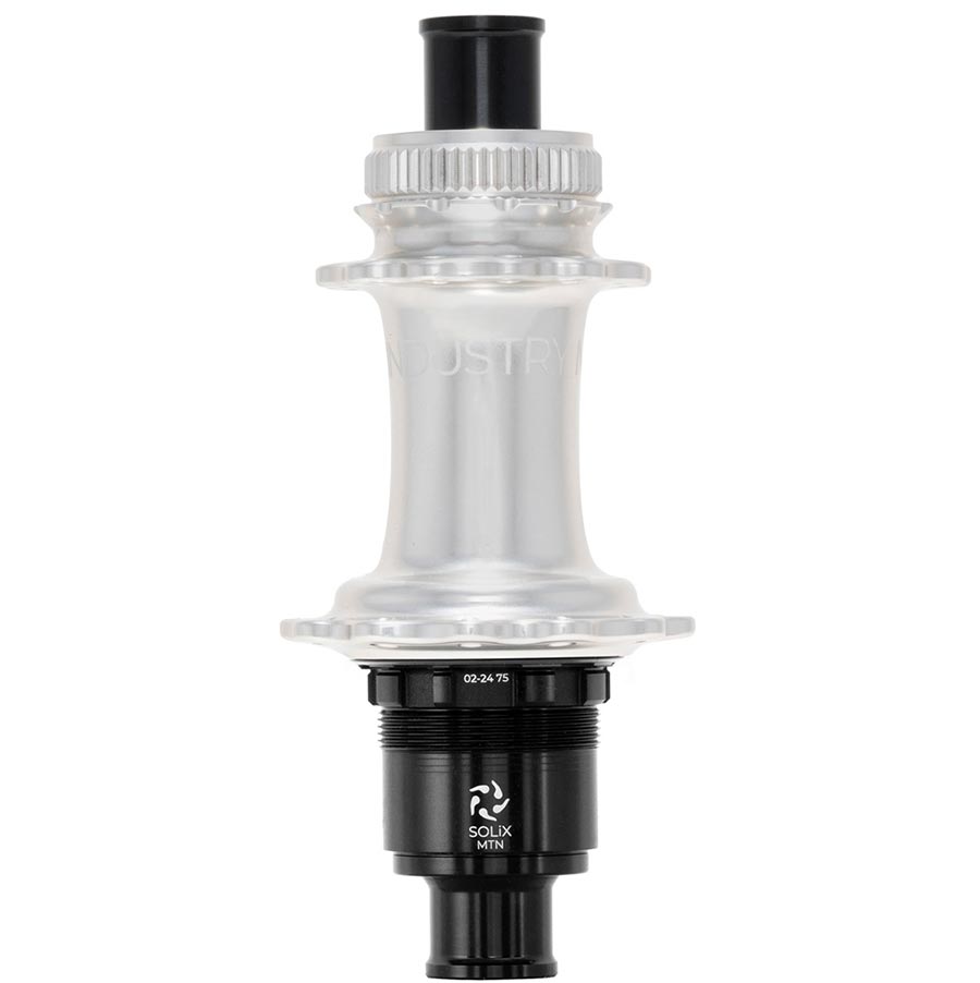 Industry Nine Solix M Classic Rear XD disc hub with 24H, 12mm TA, 148mm spacing in black for SRAM XD drivetrains.