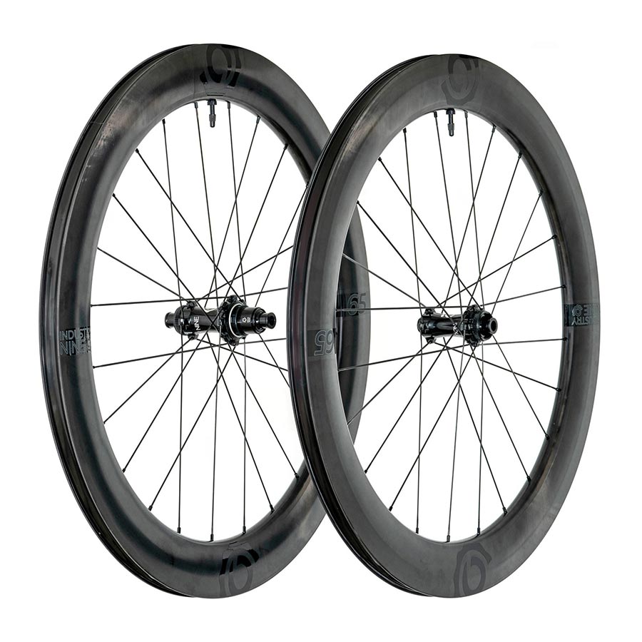 Industry Nine Solix SL i9 65 wheels with Shimano Road 11-speed compatibility, showcasing lightweight carbon rim and hub details.