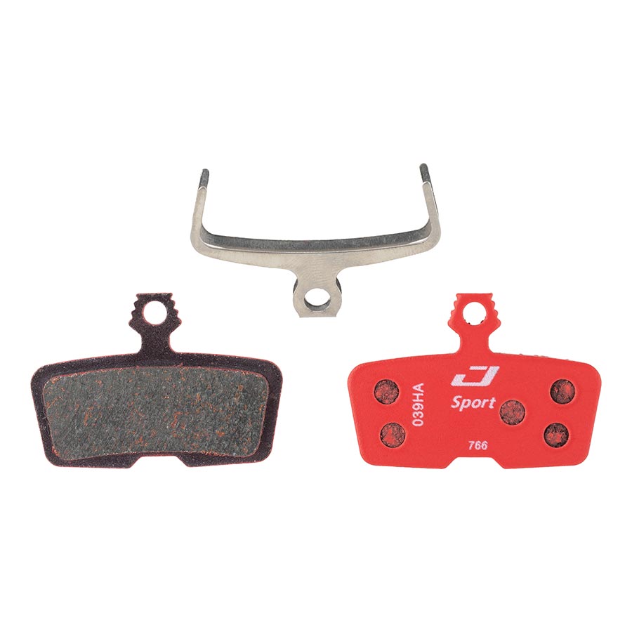 Jagwire Sport Disc Brake Pads for mountain bikes, semi-metallic material, suitable for Avid BB7 and Juicy brake systems.