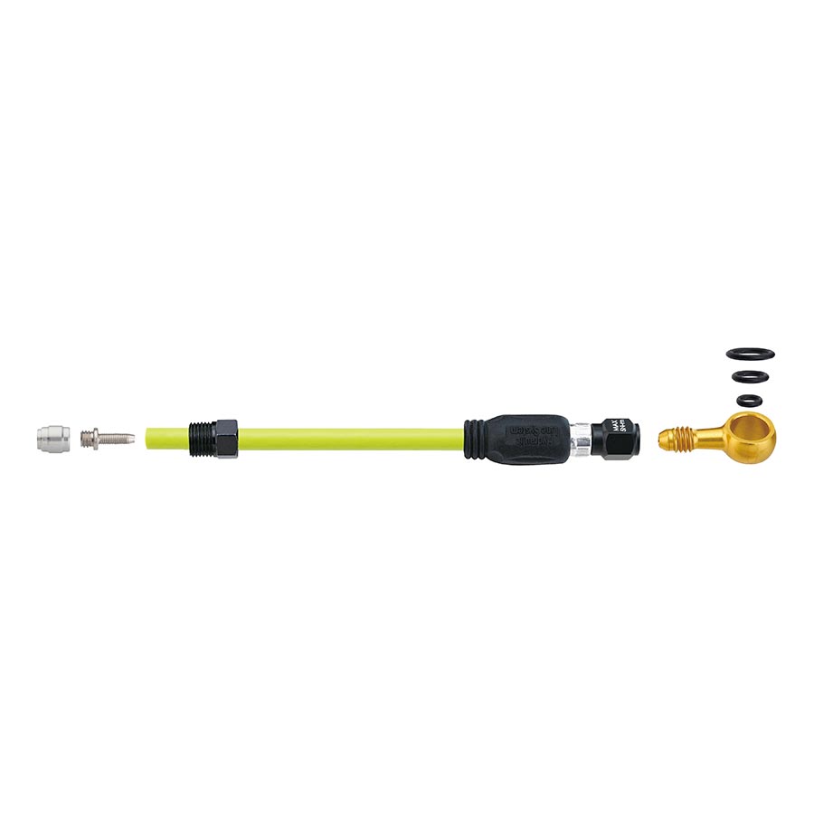 Jagwire Mountain Pro Quick-Fit Adapters for hydraulic hoses, showing metallic connectors and fitting components on a white background.