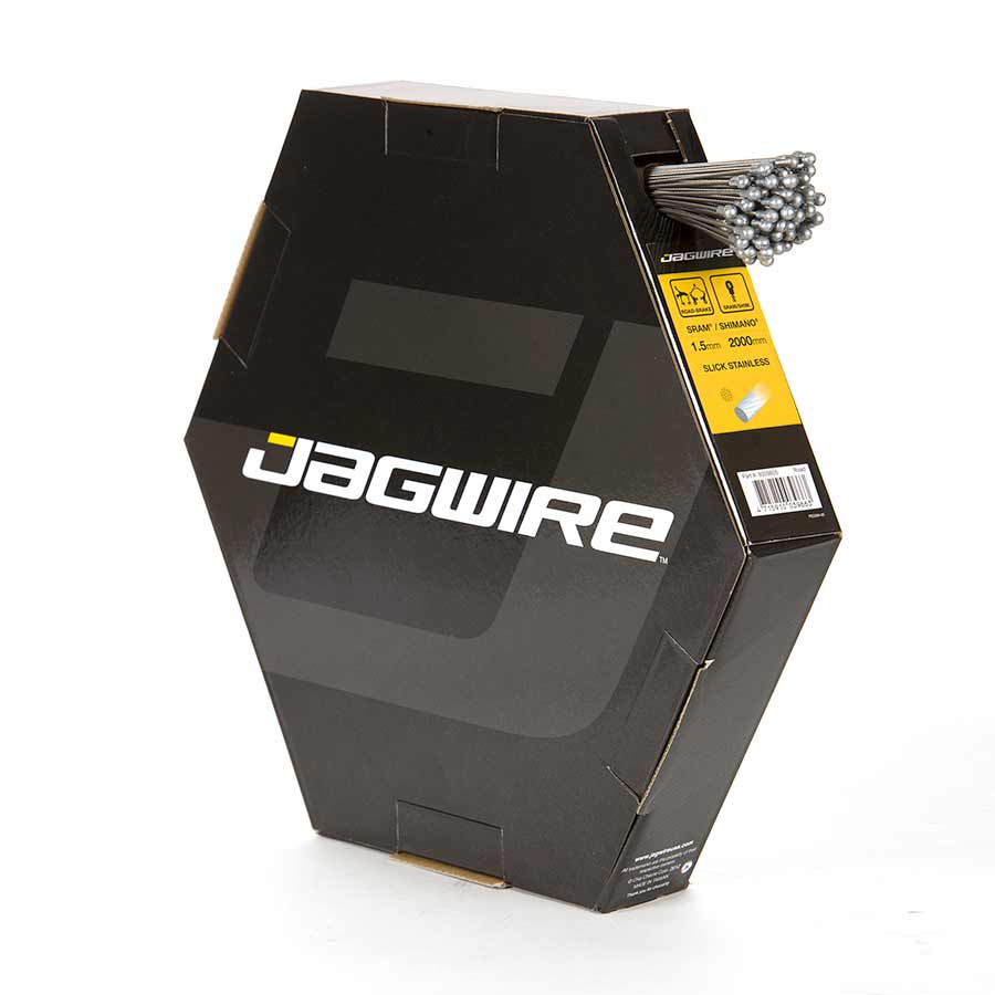 Jagwire brake cables for road bikes, showing durable metal construction and secure ends for smooth braking performance