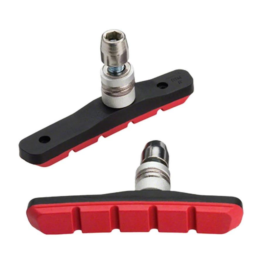 Jagwire Mountain Sport V-brake rim brake pads designed for all-weather mountain biking conditions, black pair for V-brakes.