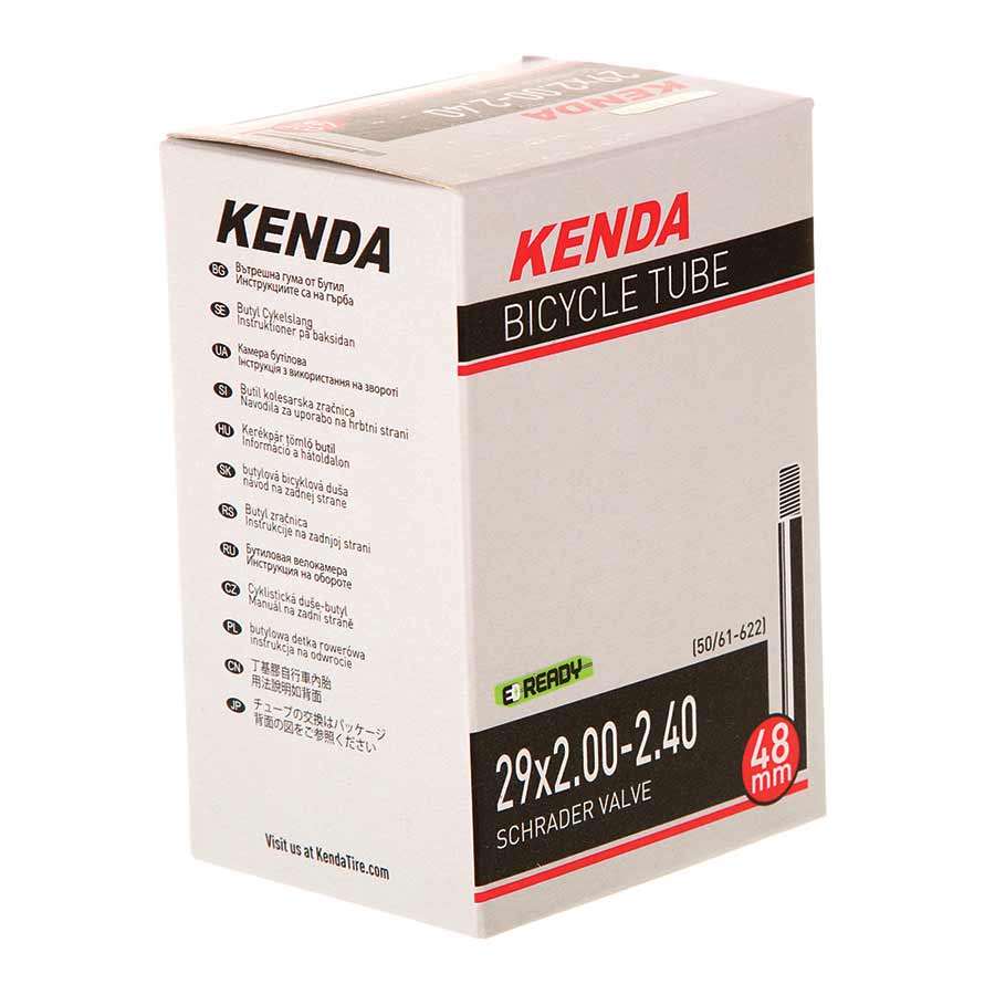 Kenda Schrader inner tube for bicycle tires, 35mm valve, suitable for 12-1/2 to 1-1/4 inch wheels, with Schrader valve.