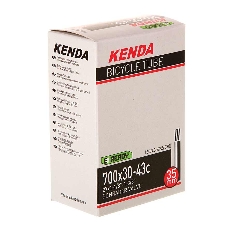 Kenda Schrader bicycle tubes with 35mm valve for 12-1/2 to 1-1/2 x 2-1/4 tires, shown in the image.