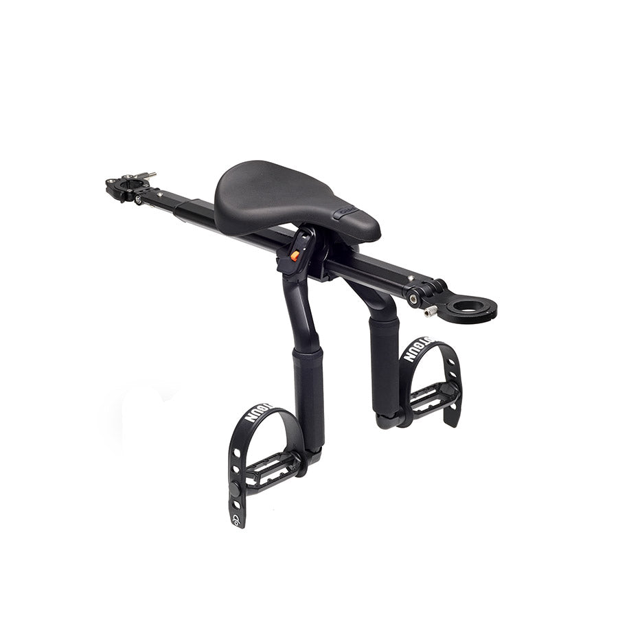 Kids Ride Shotgun Pro Seat for babies, black baby seat designed for MTB bikes, secure and comfortable for young riders.