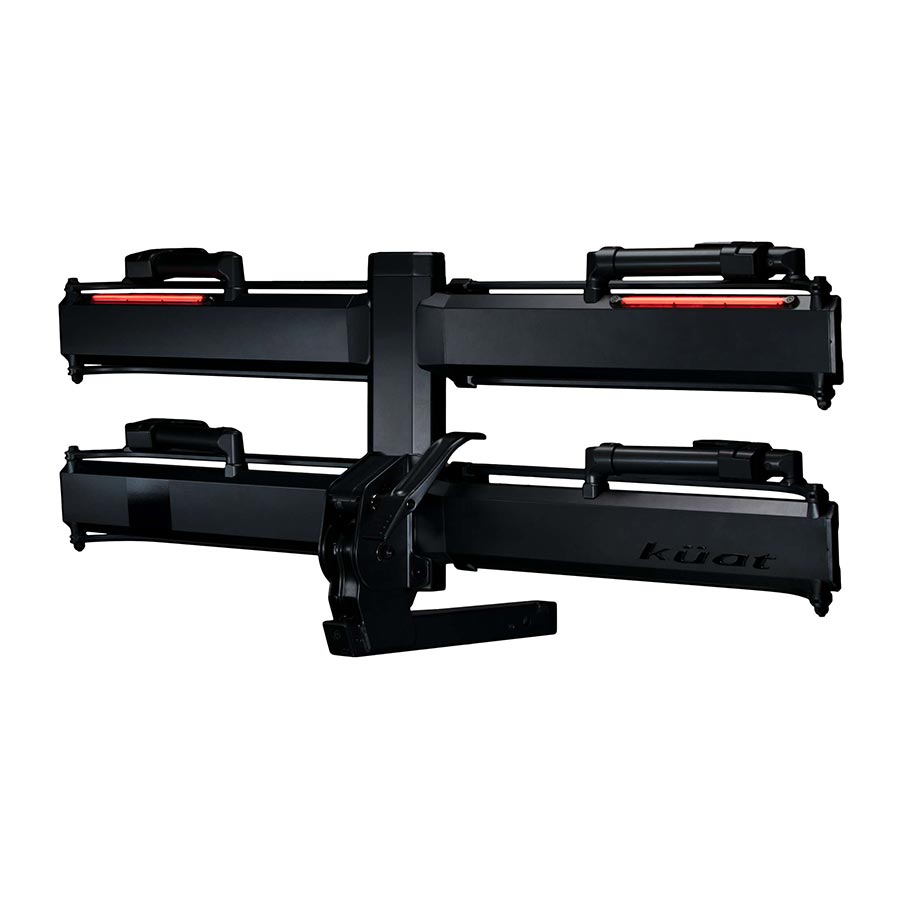 Kuat Piston Pro X hitch rack holding two bikes in galaxy grey, designed for 1-1/4 inch hitch receivers.